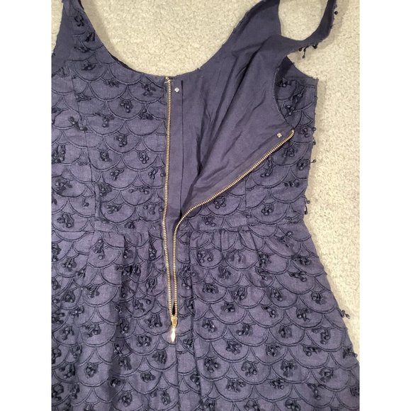 Vineyard Vines Womens Dress Linen Lined Navy Blue Embroidered Size 2 Fitted - Picture 10 of 12